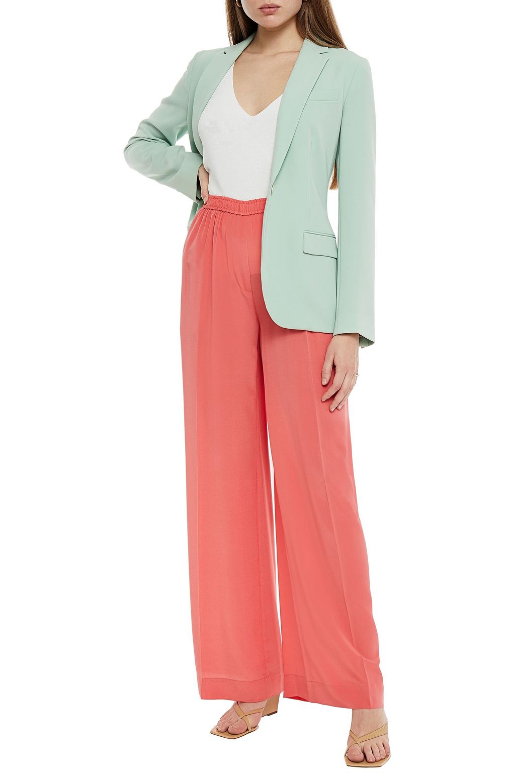 JOSEPH Silk crepe de chine wide-leg pants