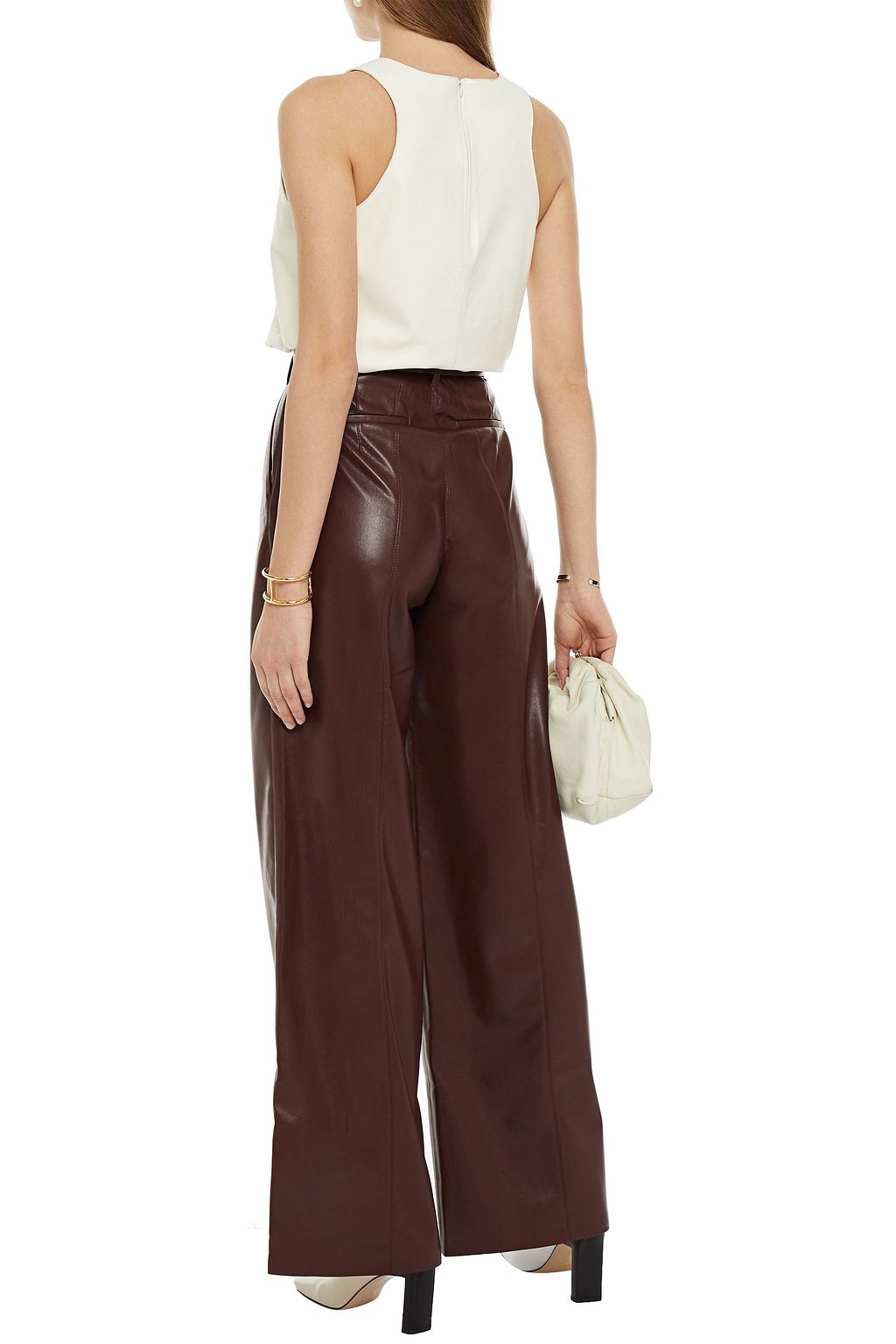 vegan leather wide leg pants