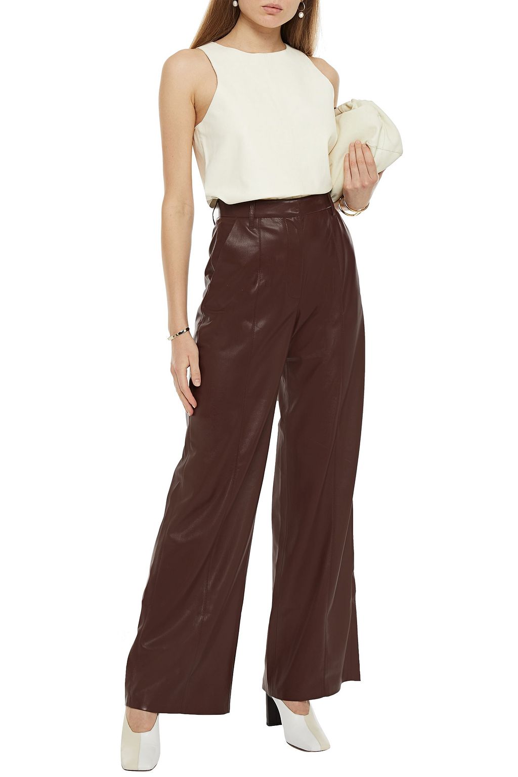 NANUSHKA Cleo vegan leather wide-leg pants