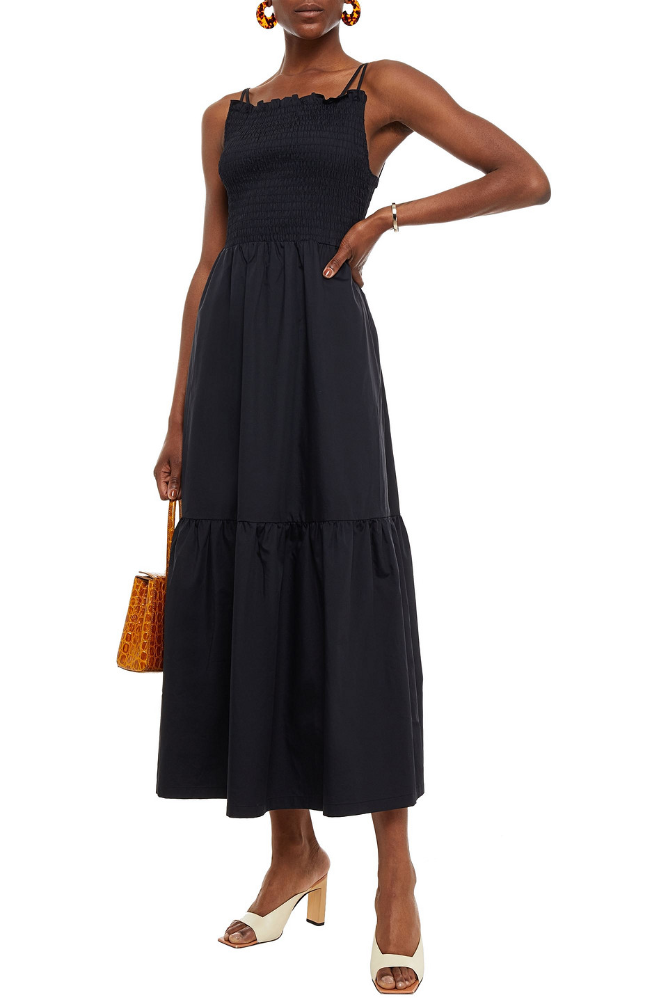 RODEBJER TAZERWALT SHIRRED ORGANIC COTTON-POPLIN MIDI DRESS 3074457345626245782