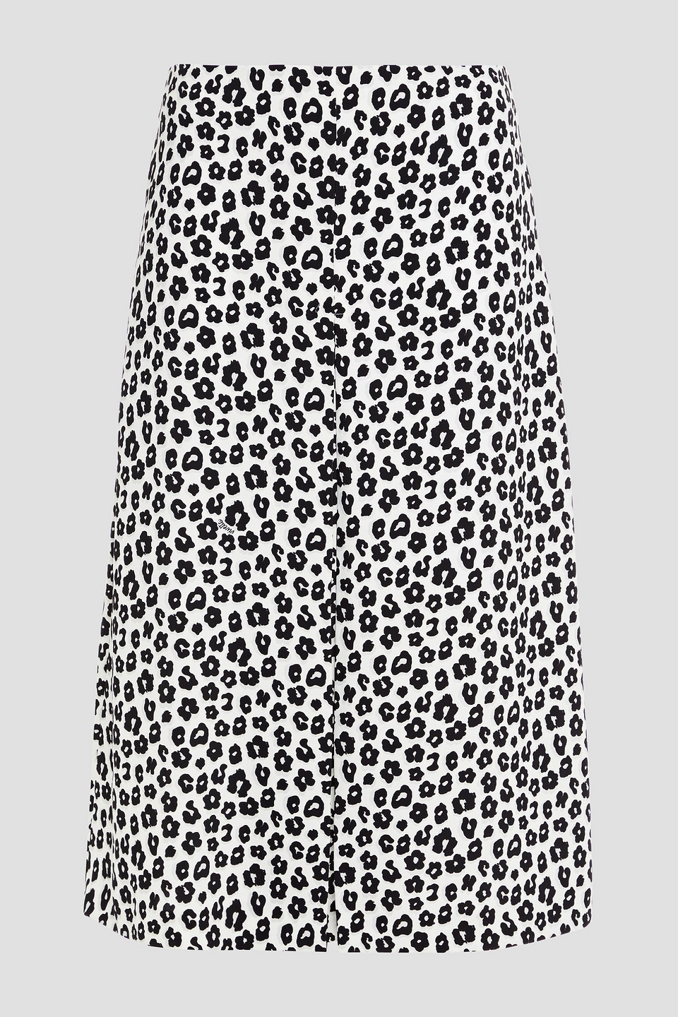 Pleated leopard-print crepe skirt