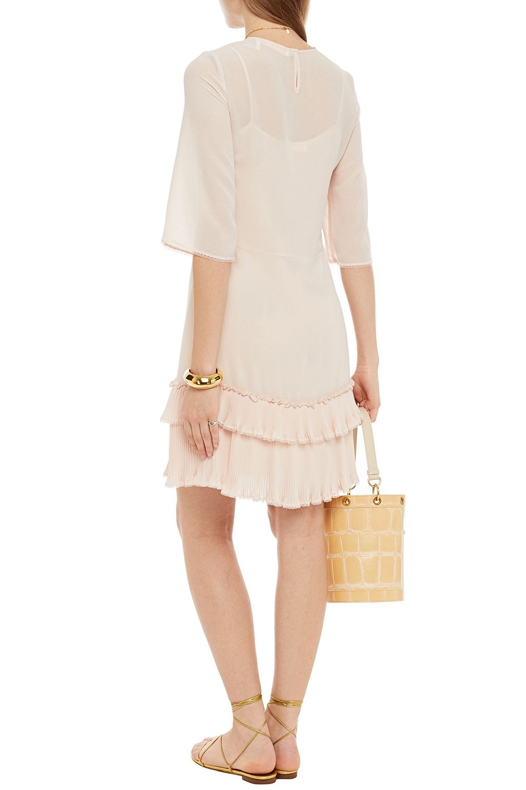 SEE BY CHLOÉ Ruffled plissé-trimmed georgette dress