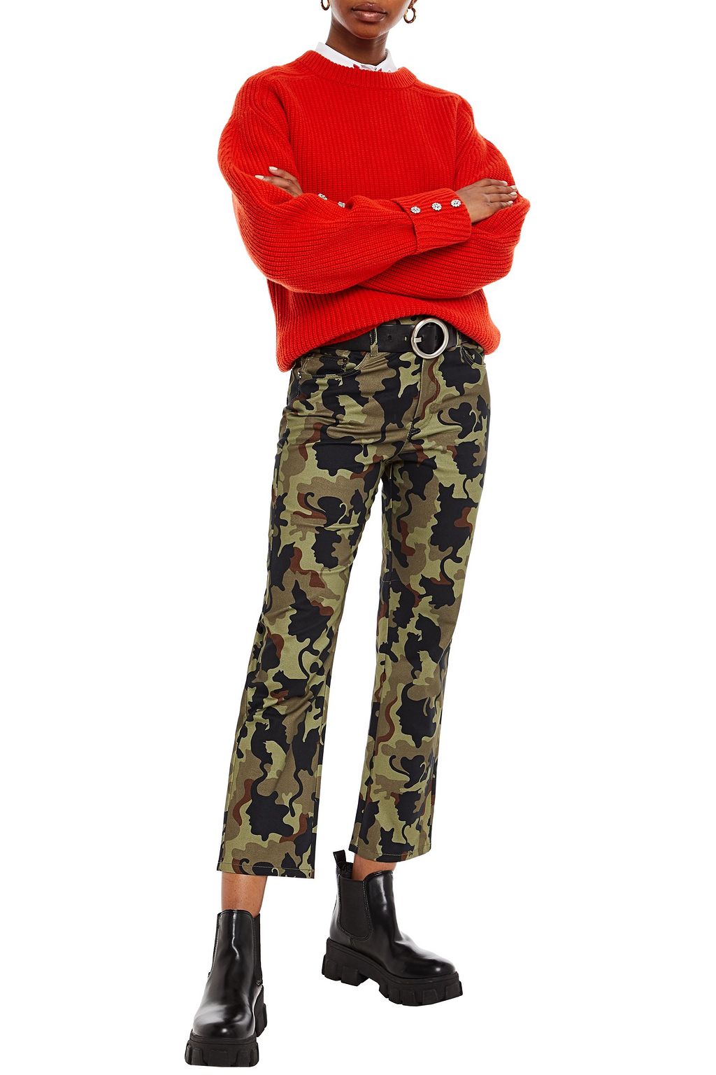 VIVETTA Camouflage-print stretch-cotton twill kick-flare pants