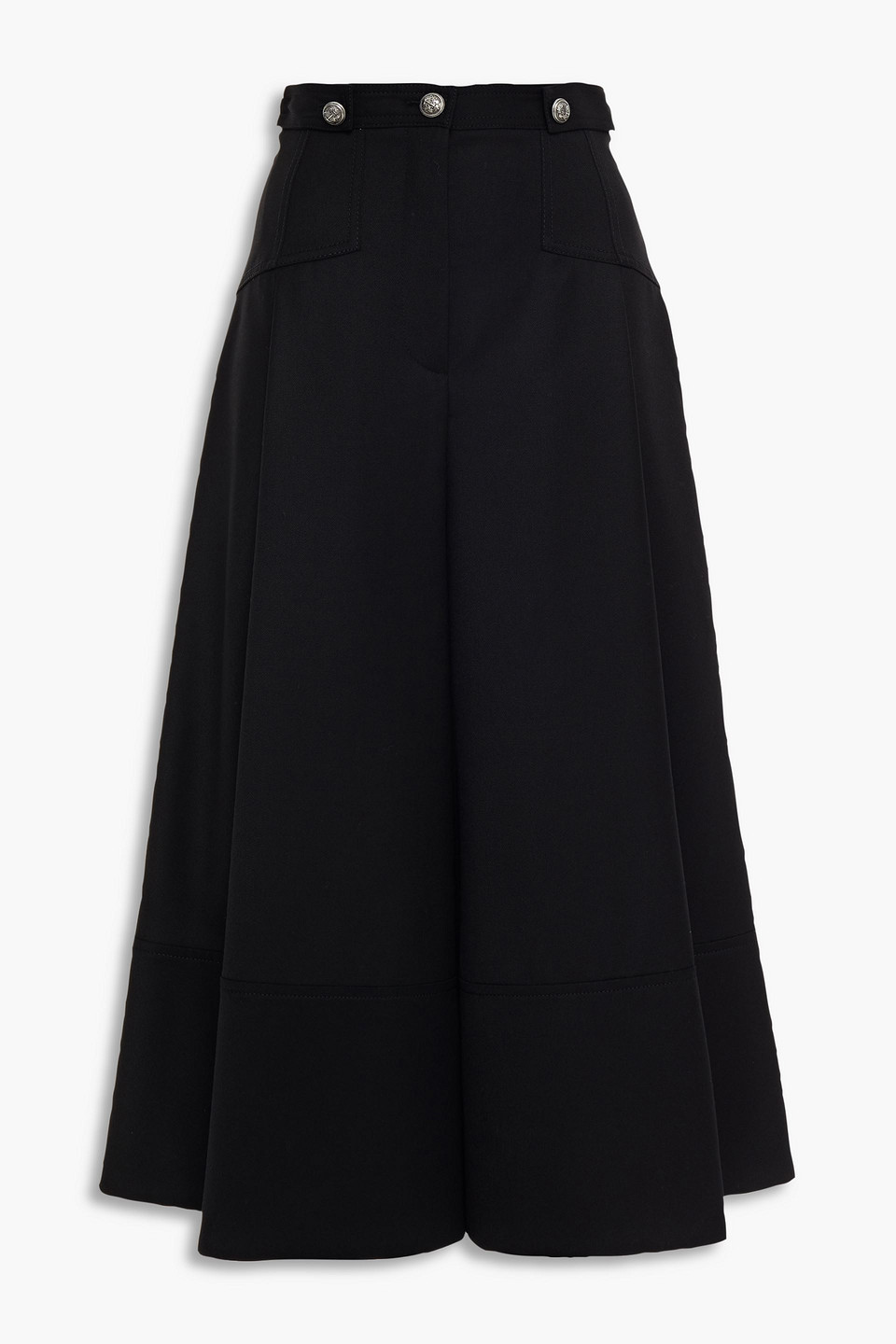 Alexander Mcqueen Pleated Wool-twill Culottes In Black