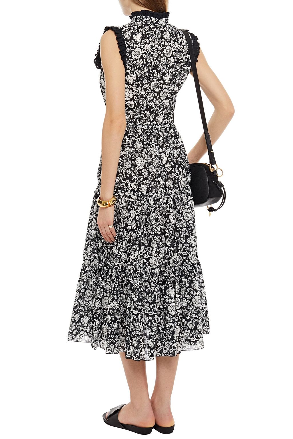 SEE BY CHLOÉ Tiered floral-print cotton-jacquard midi dress