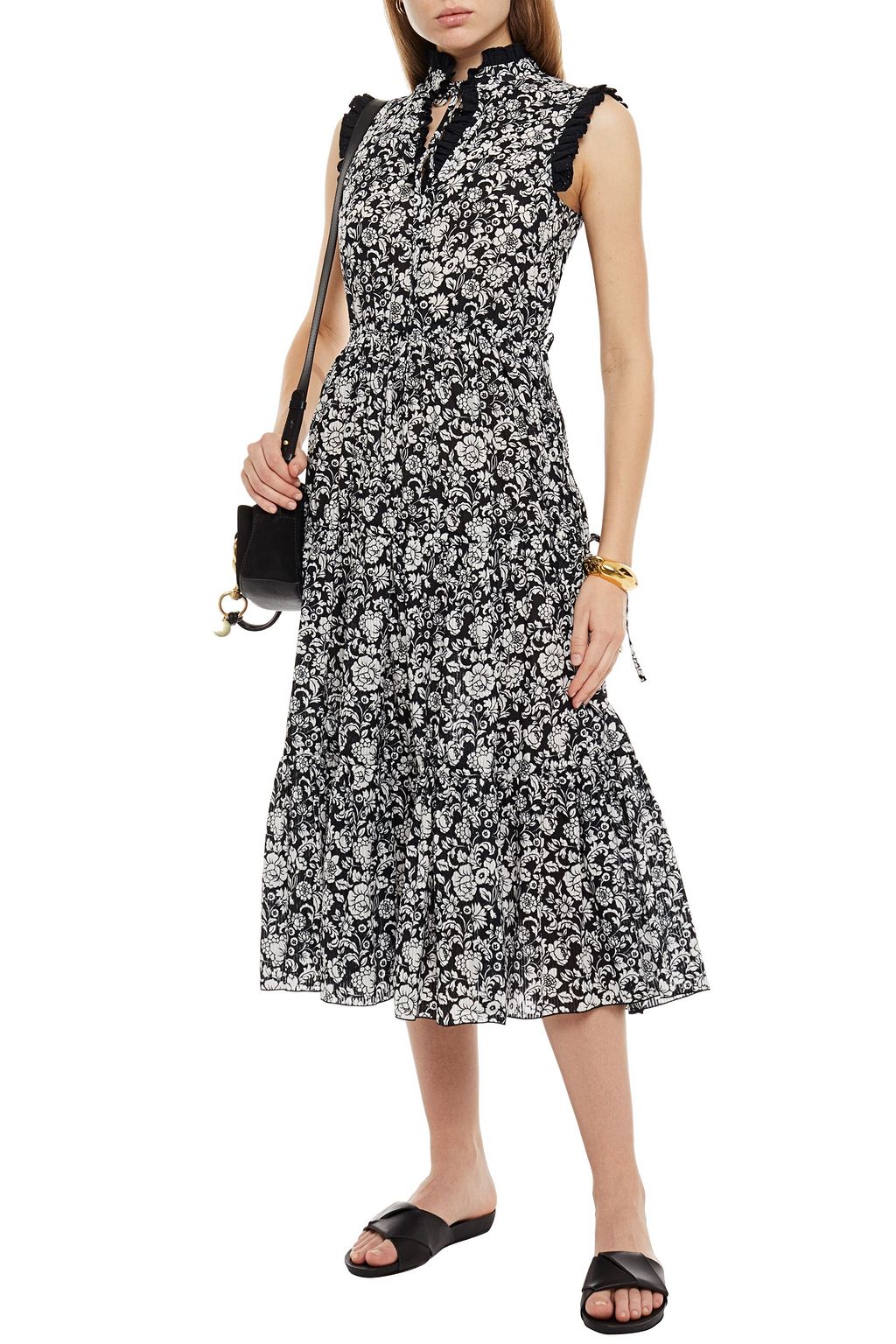 SEE BY CHLOÉ Tiered floral-print cotton-jacquard midi dress