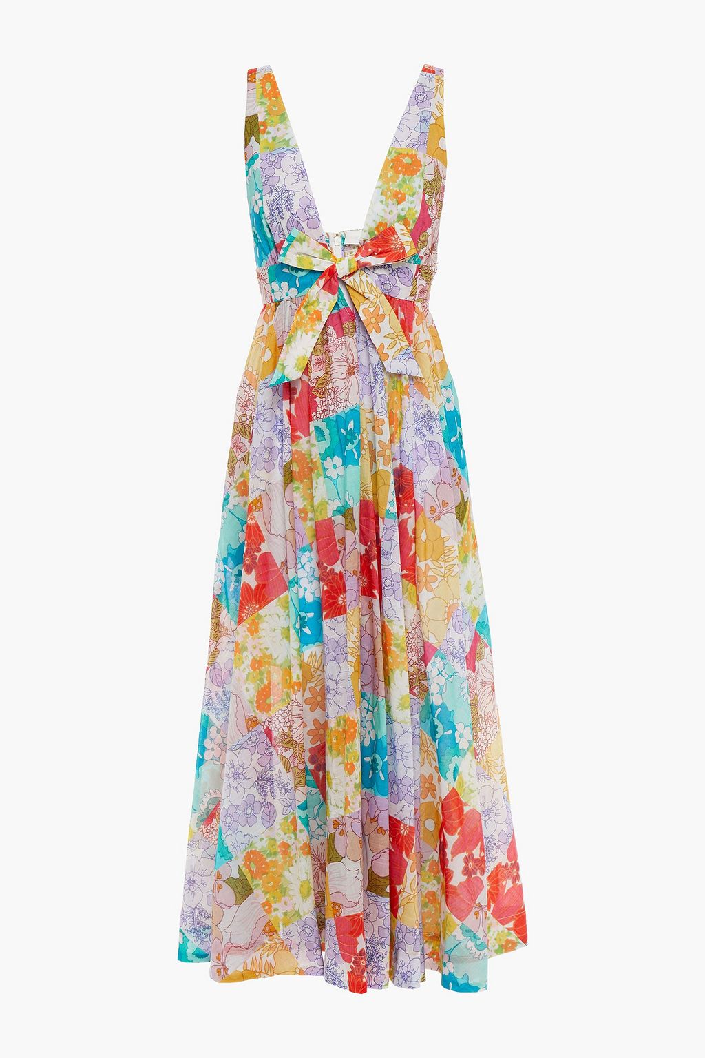 ZIMMERMANN Bells bow-detailed floral-print cotton-voile midi dress ...