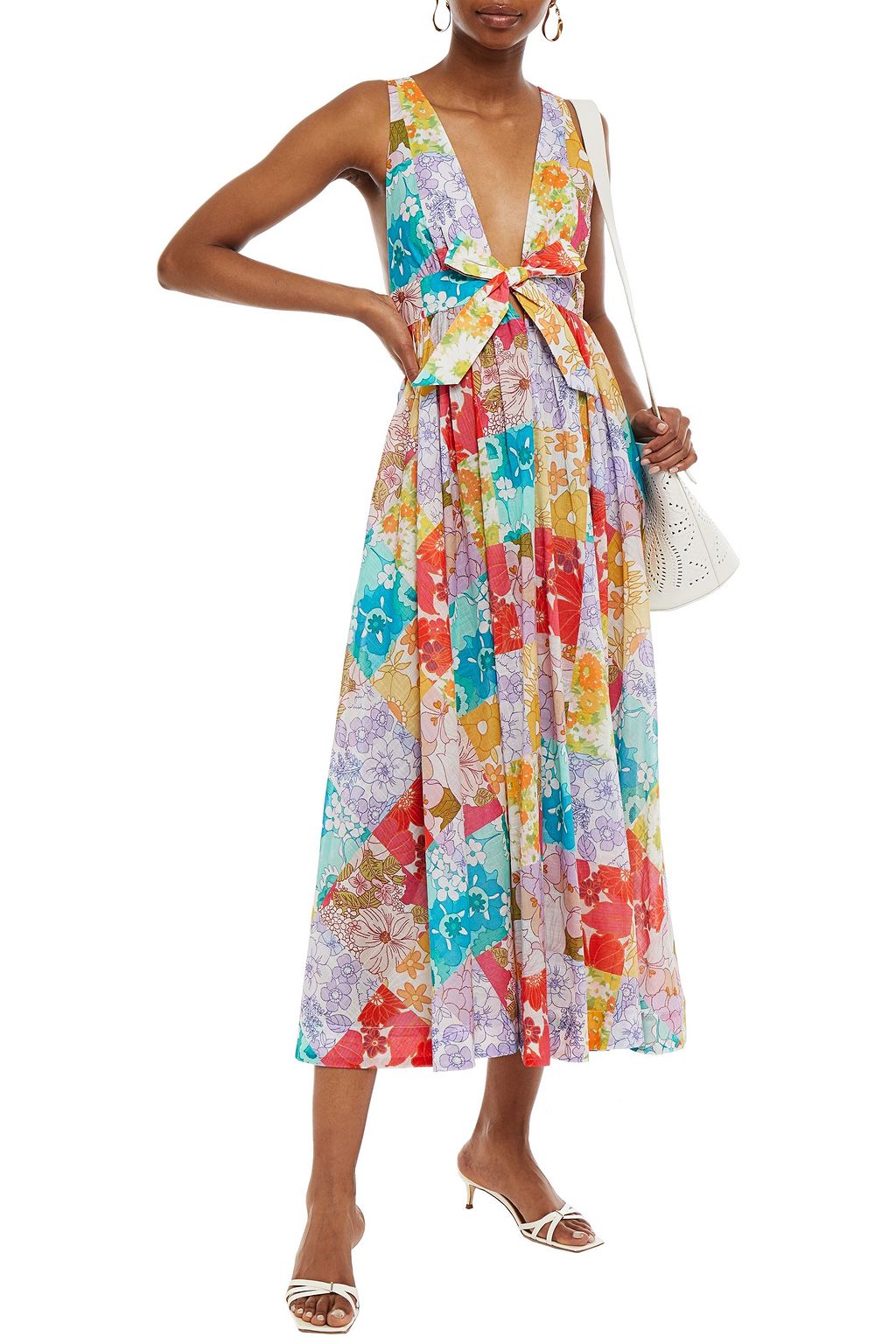 ZIMMERMANN Bells bow-detailed floral-print cotton-voile midi dress