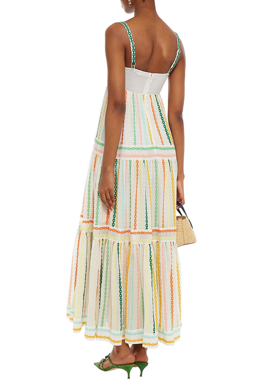 ZIMMERMANN Tiered embroidered gauze midi dress