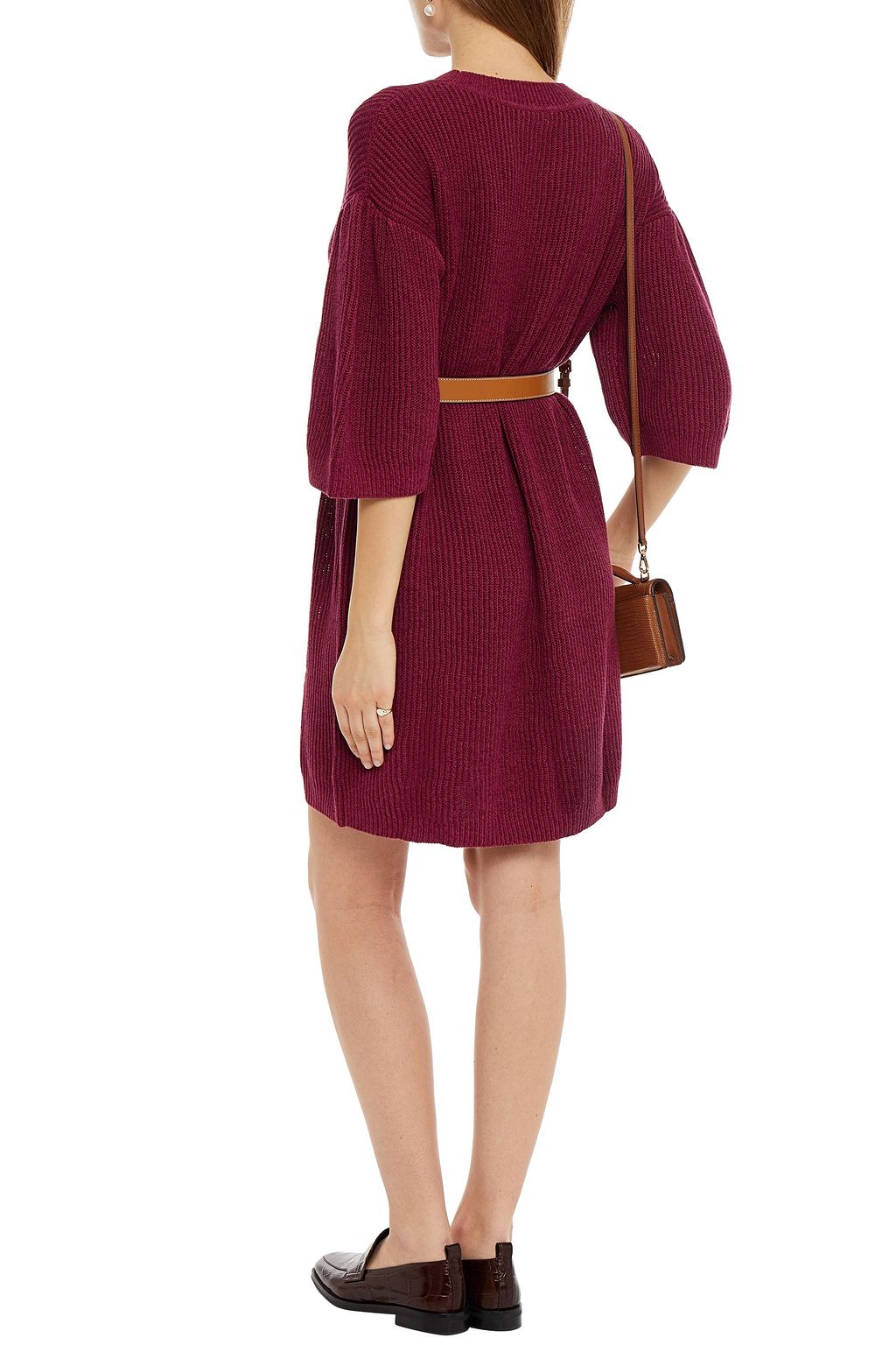 SEE BY CHLOÉ Gathered ribbed cotton and linen-blend mini dress