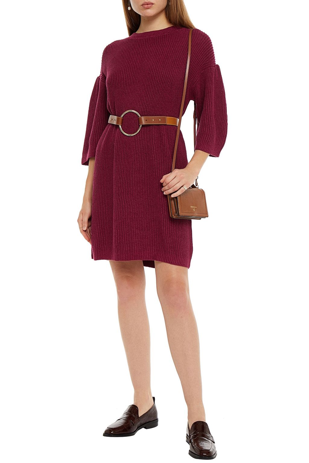 SEE BY CHLOÉ Gathered ribbed cotton and linen-blend mini dress