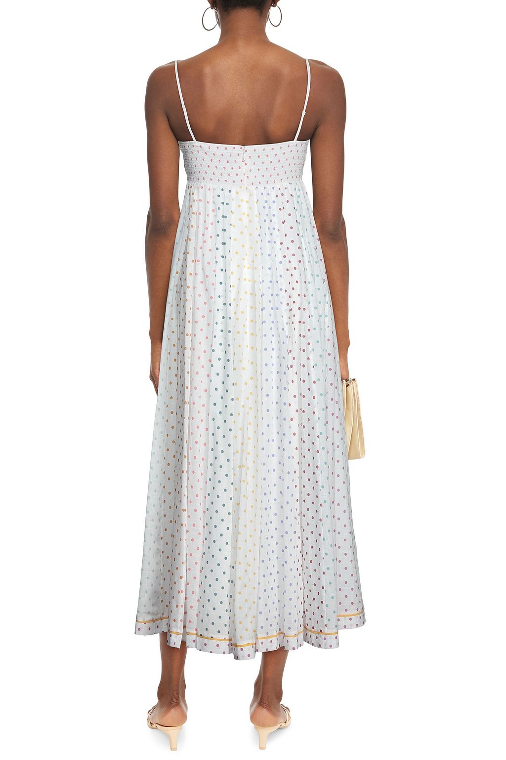 ZIMMERMANN Bellitude shirred polka-dot cotton-voile midi dress