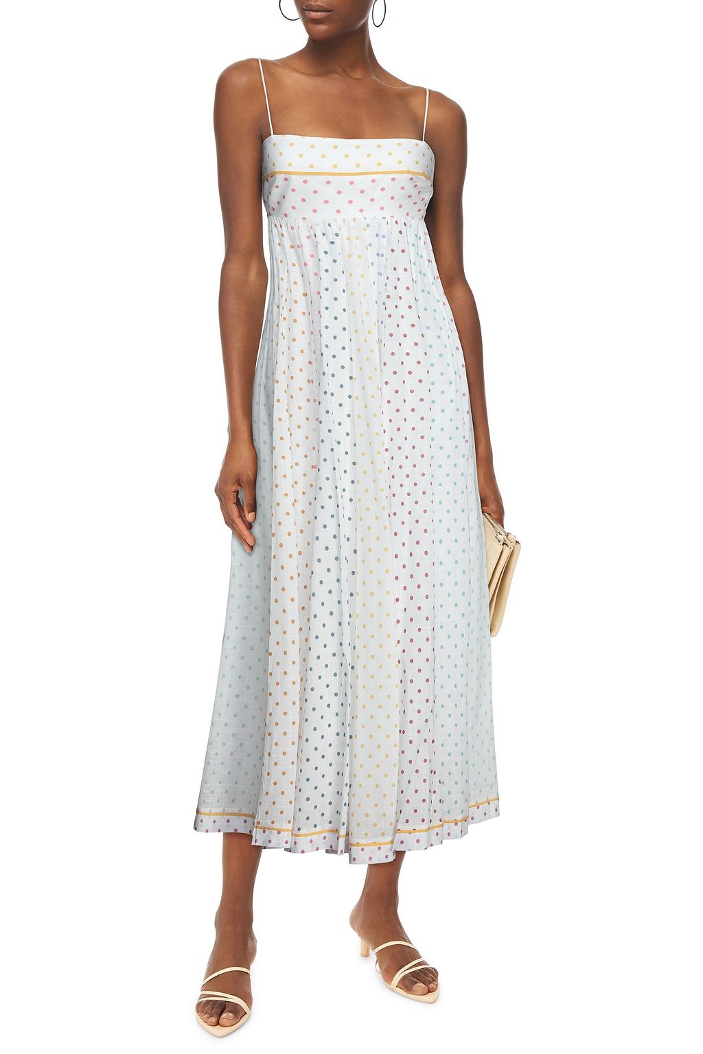 ZIMMERMANN Bellitude shirred polka-dot cotton-voile midi dress | Sale ...