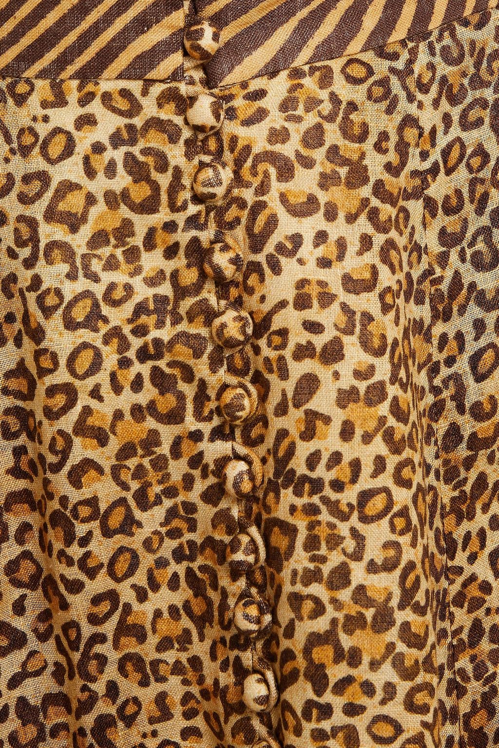 ZIMMERMANN Empire leopard-print linen midi skirt