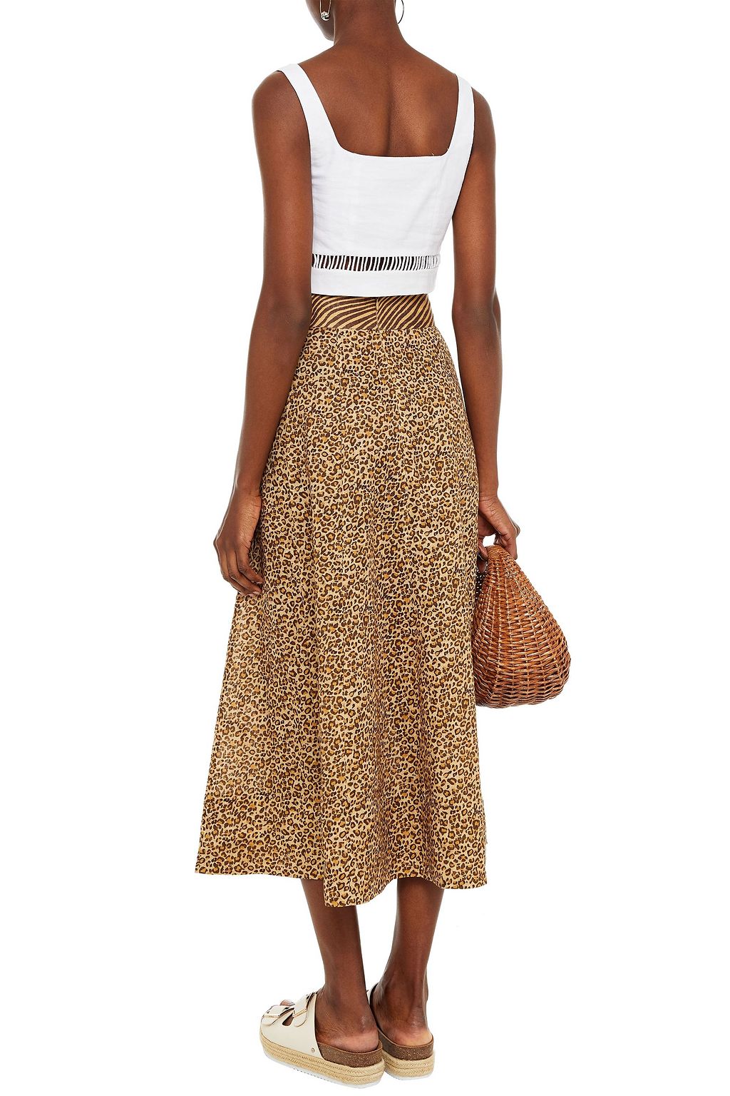 ZIMMERMANN Empire leopard-print linen midi skirt