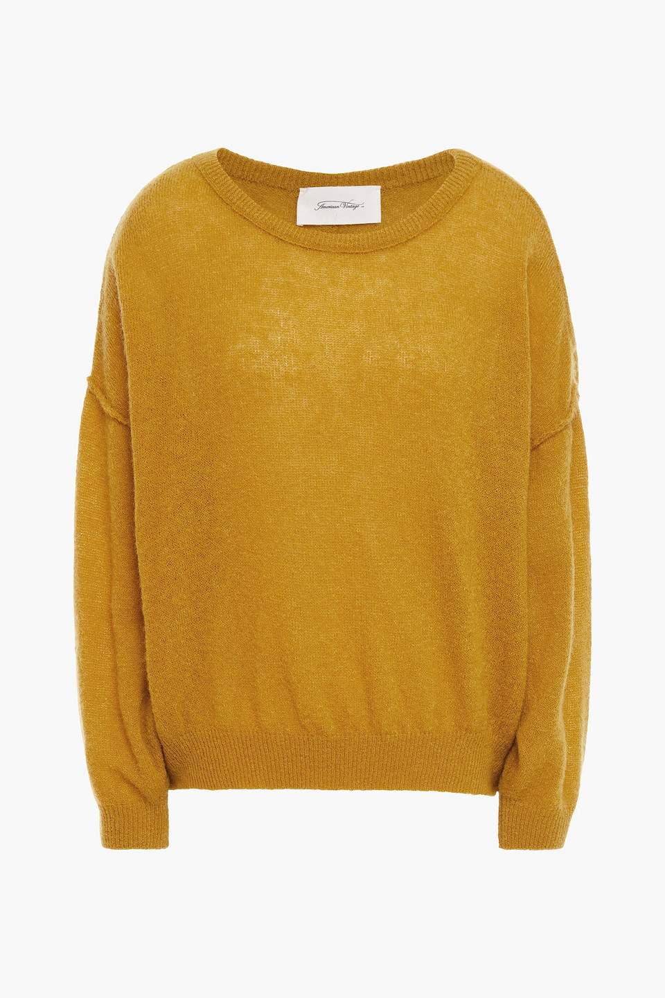 american vintage - brushed knitted sweater - yellow - xs/s
