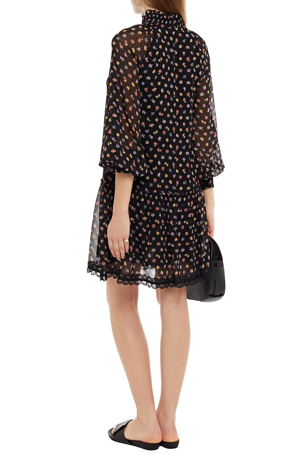 SEE BY CHLOÉ Lace-trimmed floral-print georgette dress