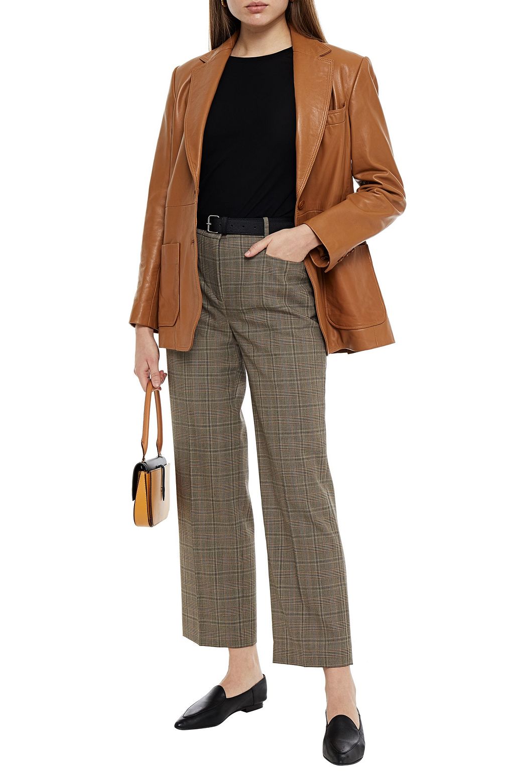 JOSEPH Prince of Wales checked jacquard straight-leg pants