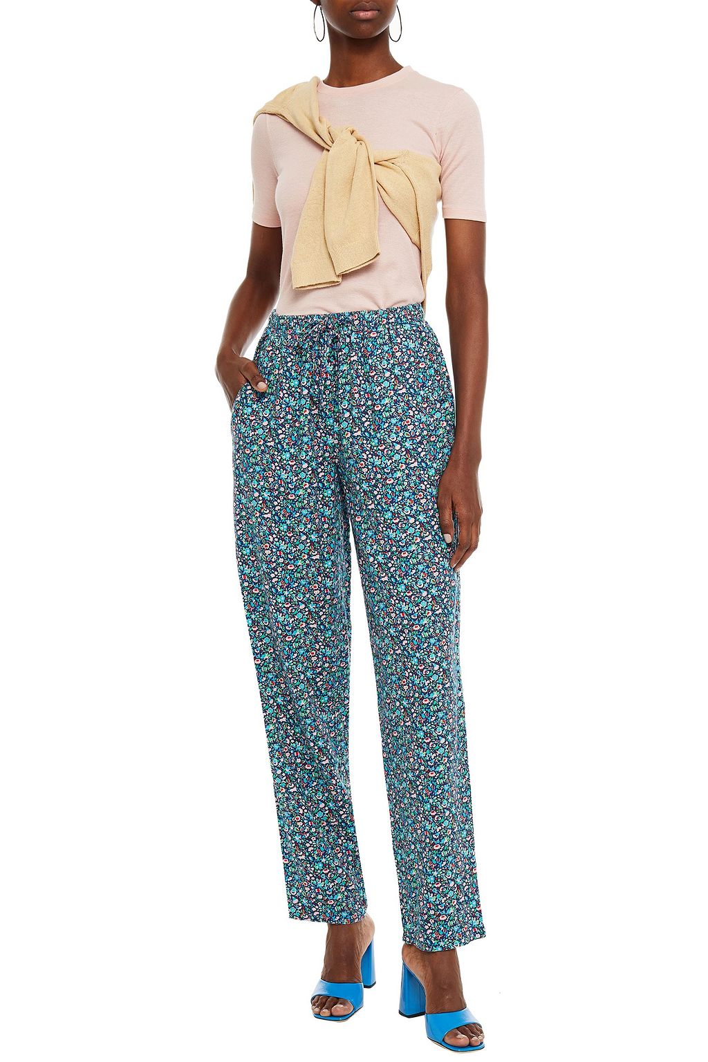 Multicolor Floral-print linen-blend 