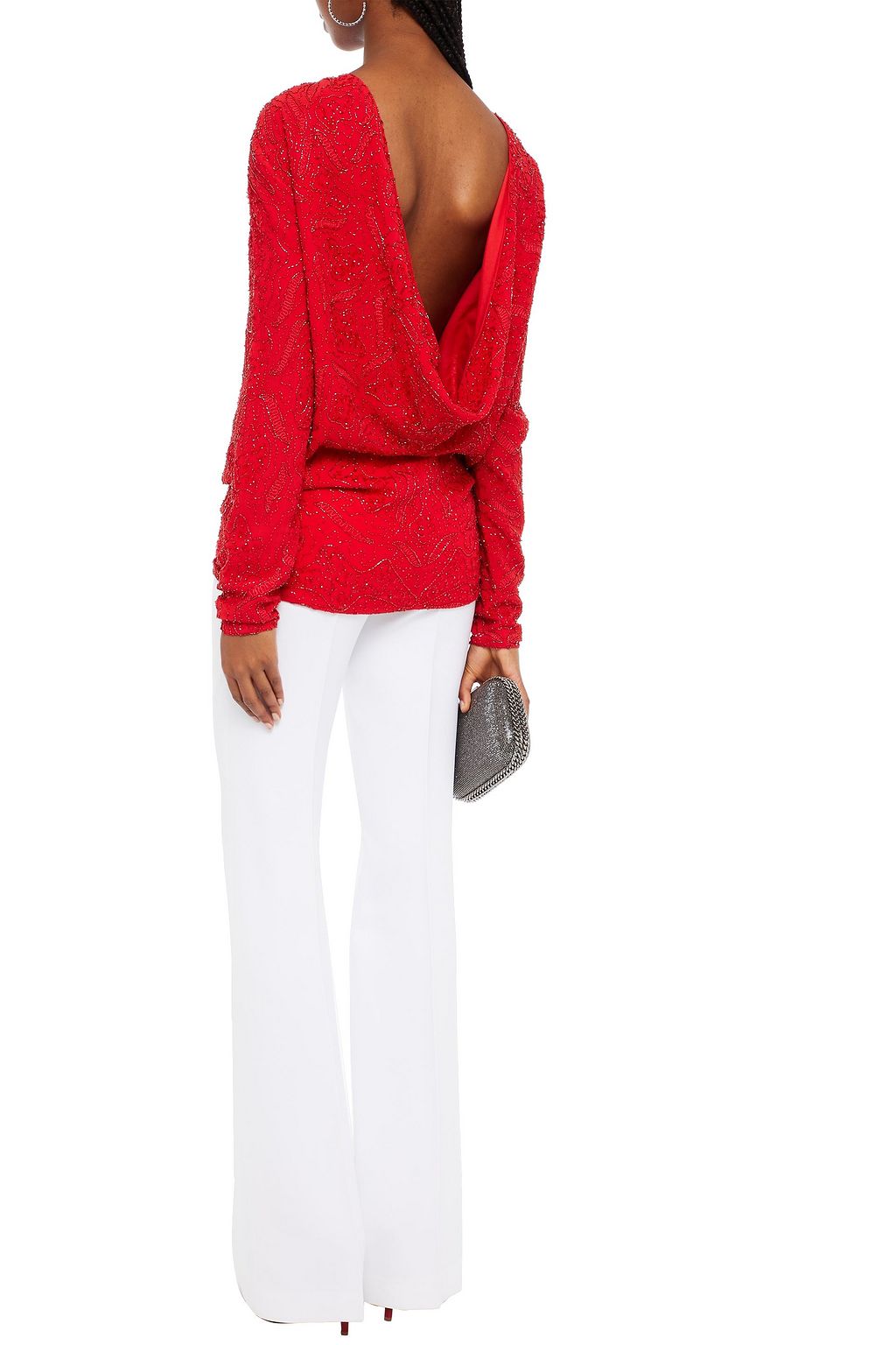 ROTATE BIRGER CHRISTENSEN Embellished draped chiffon top