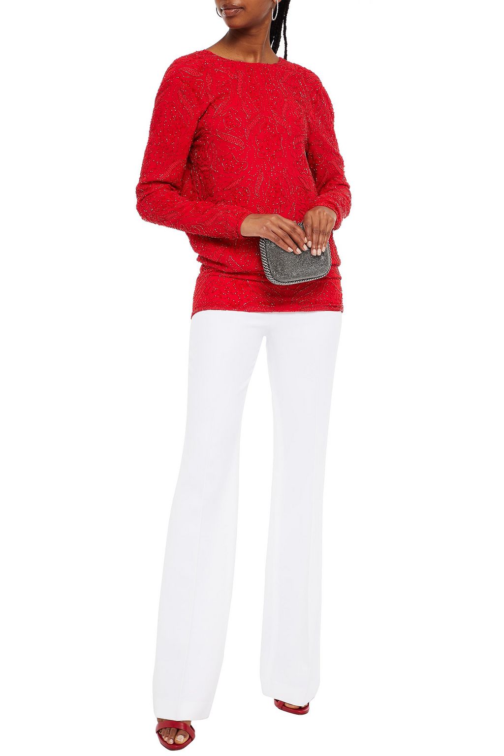 ROTATE BIRGER CHRISTENSEN Embellished draped chiffon top