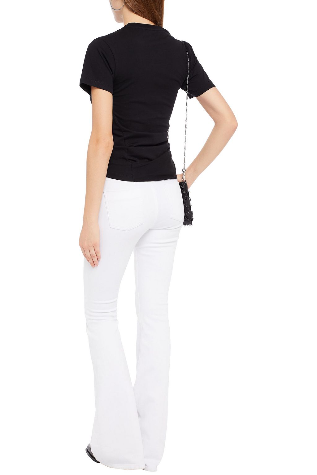 RABANNE Gathered printed organic cotton-jersey T-shirt