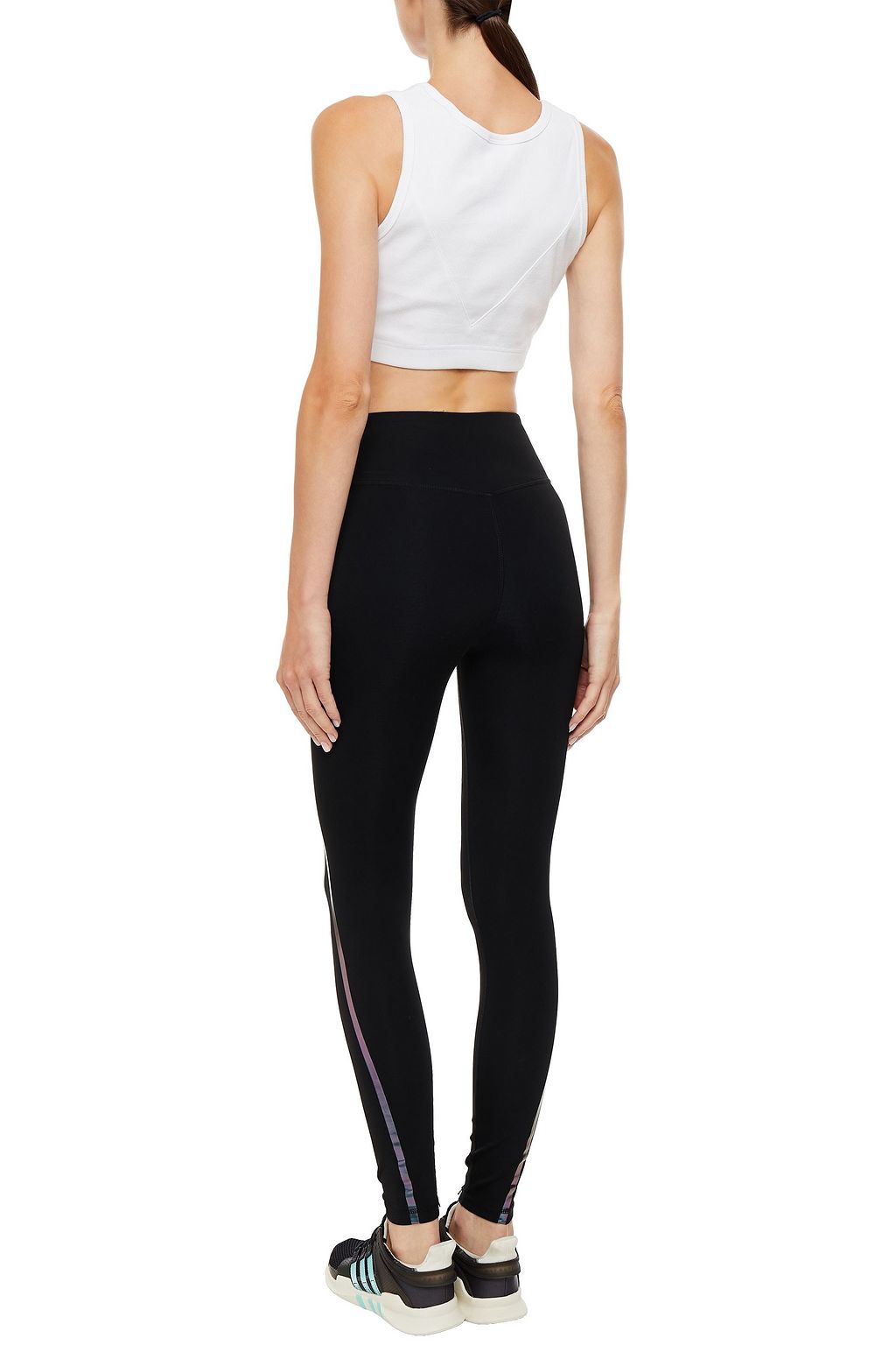 REEBOK X VICTORIA BECKHAM Cropped ribbed printed stretch-cotton jersey tank