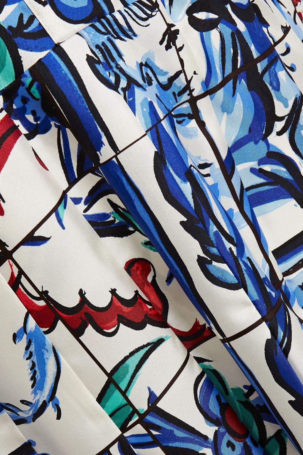 TORY BURCH Pleated printed silk-twill midi shirt dress