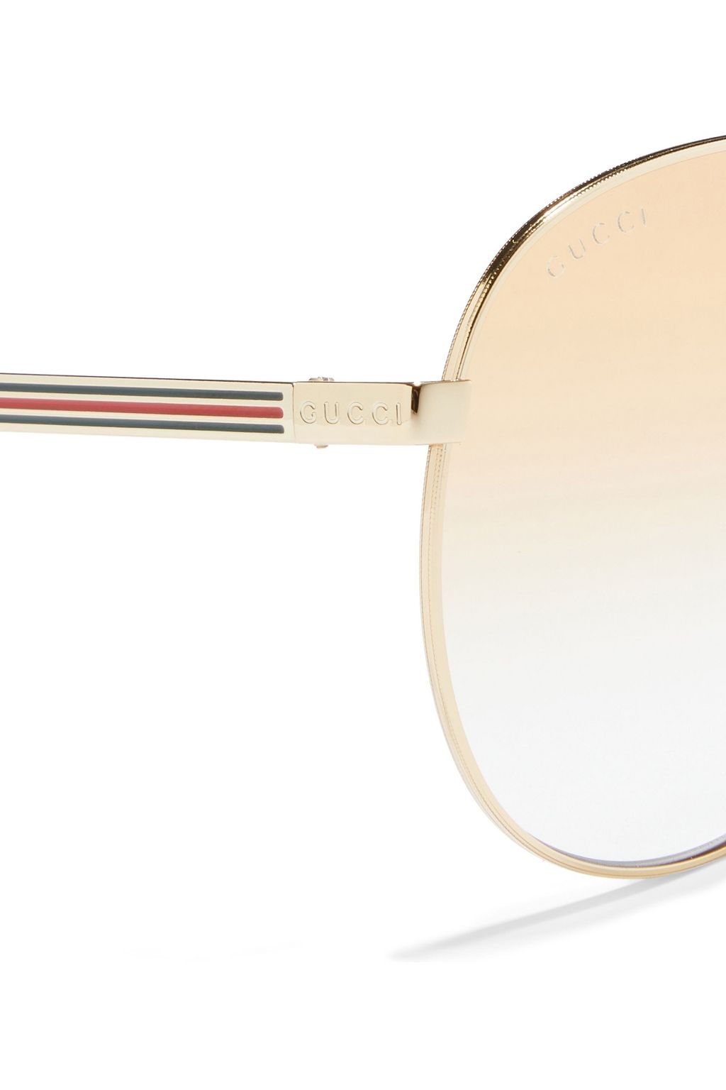 GUCCI Aviator-style rose gold-tone mirrored sunglasses