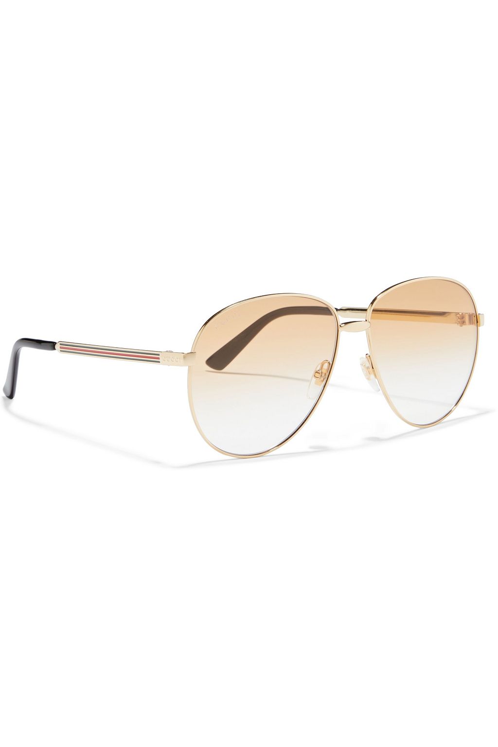 GUCCI Aviator-style rose gold-tone mirrored sunglasses