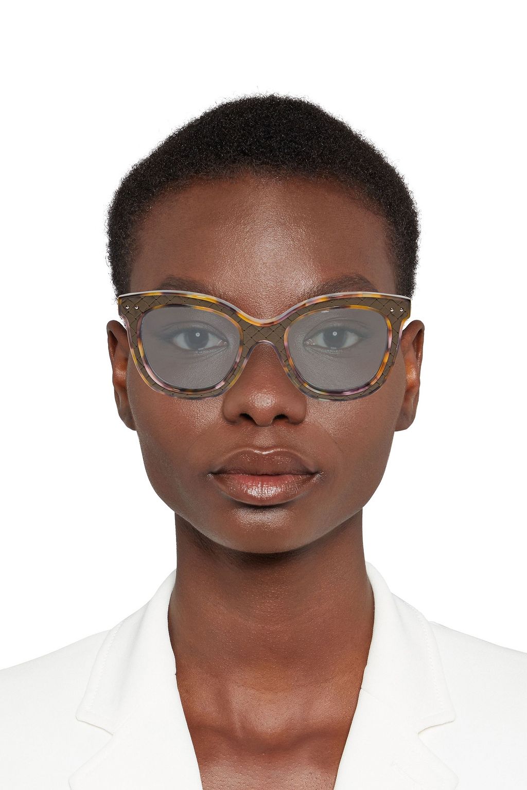 BOTTEGA VENETA D-frame quilted tortoiseshell acetate sunglasses