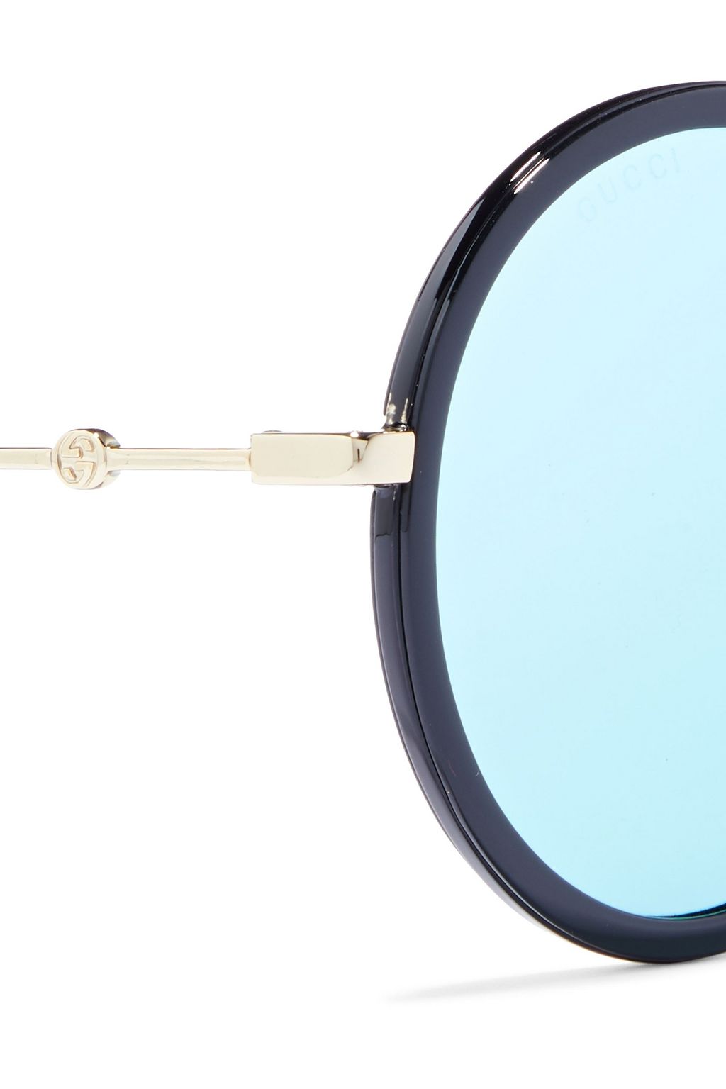 GUCCI Round-frame acetate and gold-tone sunglasses