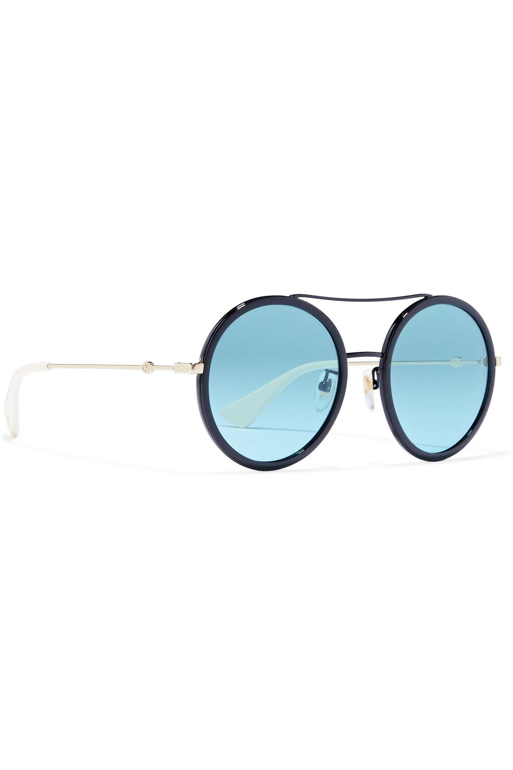 GUCCI Round-frame acetate and gold-tone sunglasses