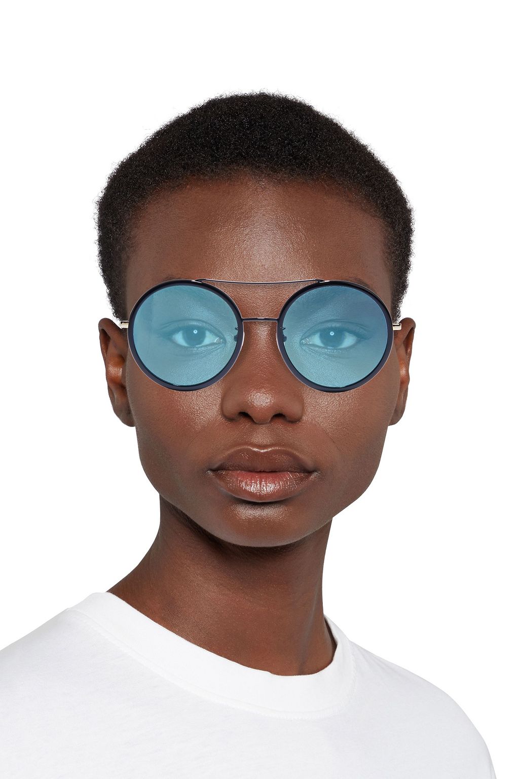 GUCCI Round-frame acetate and gold-tone sunglasses