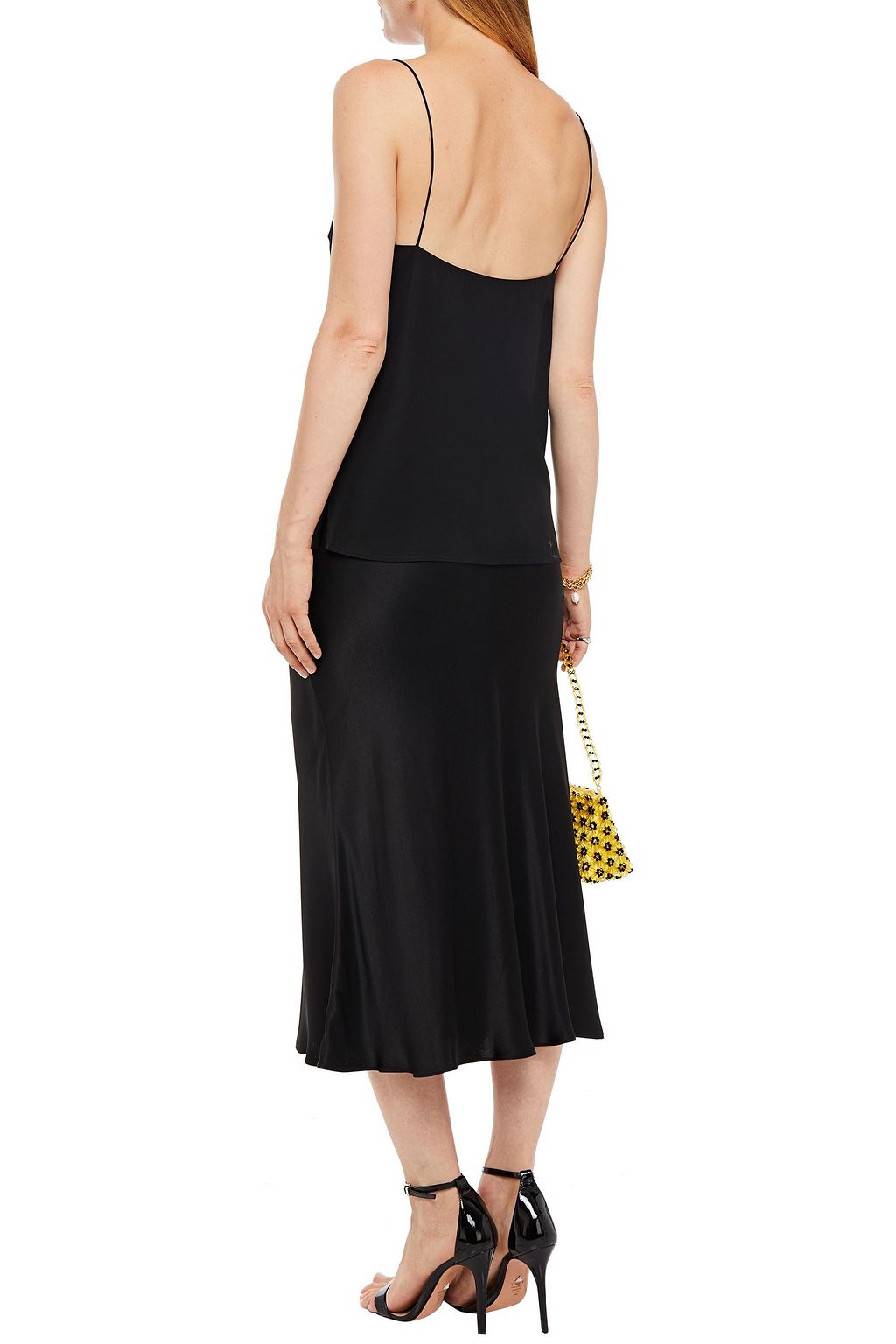 GINIA Lace-trimmed silk crepe de chine camisole