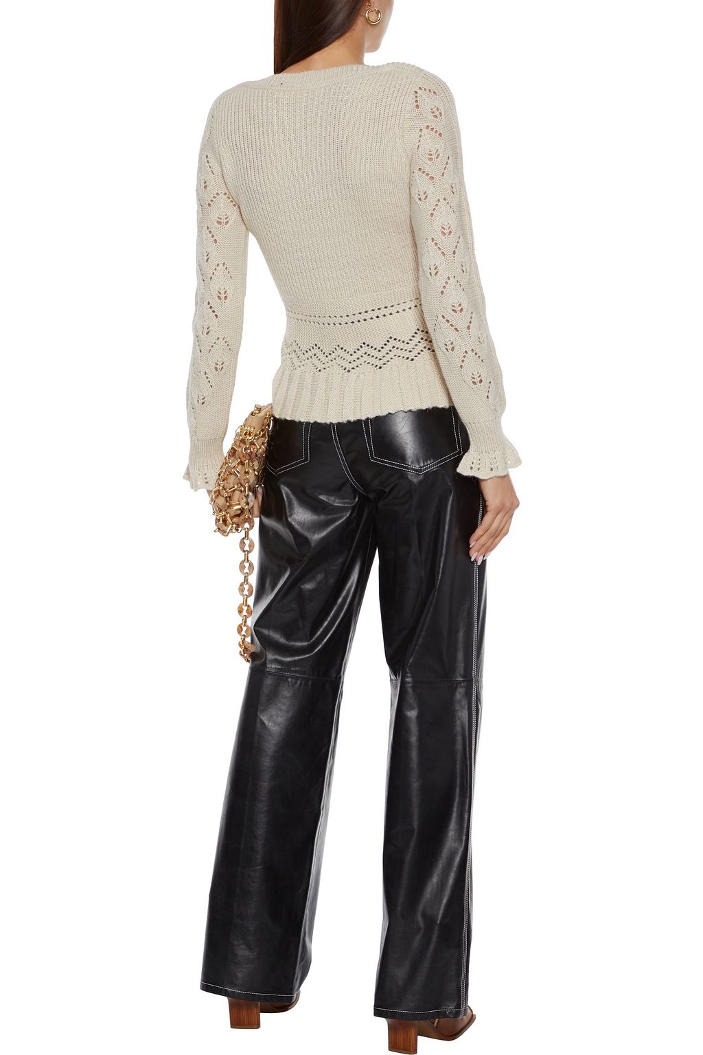 SEE BY CHLOÉ Ruffled pointelle and cable-knit sweater