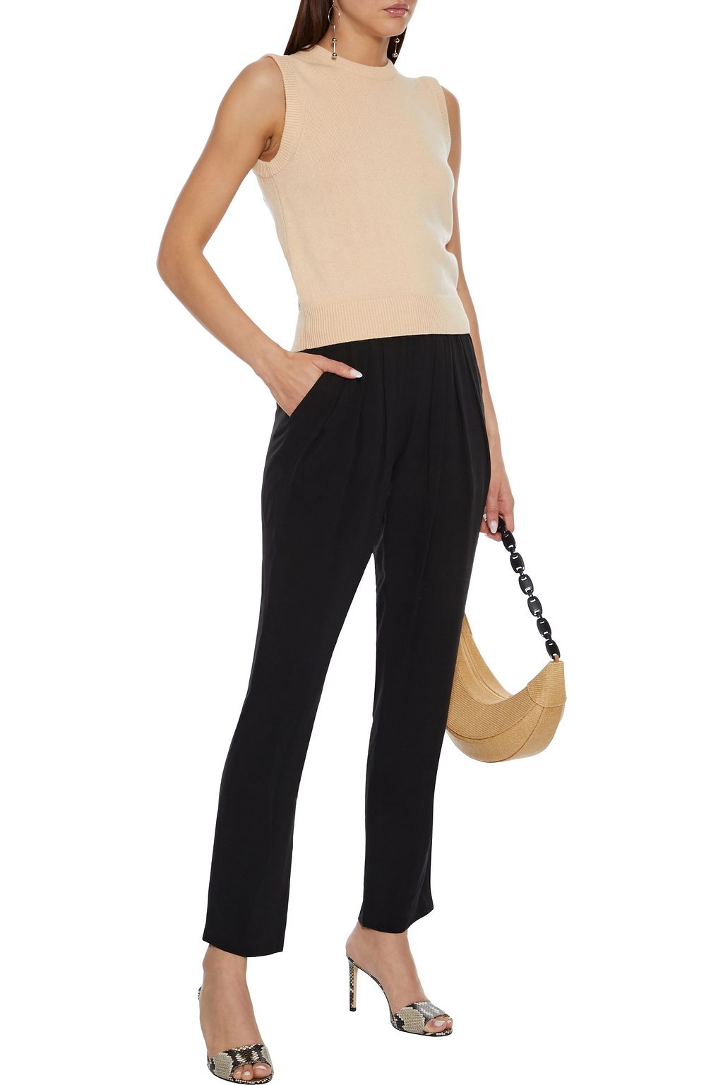 MICHAEL KORS COLLECTION Gathered silk-crepe straight-leg pants