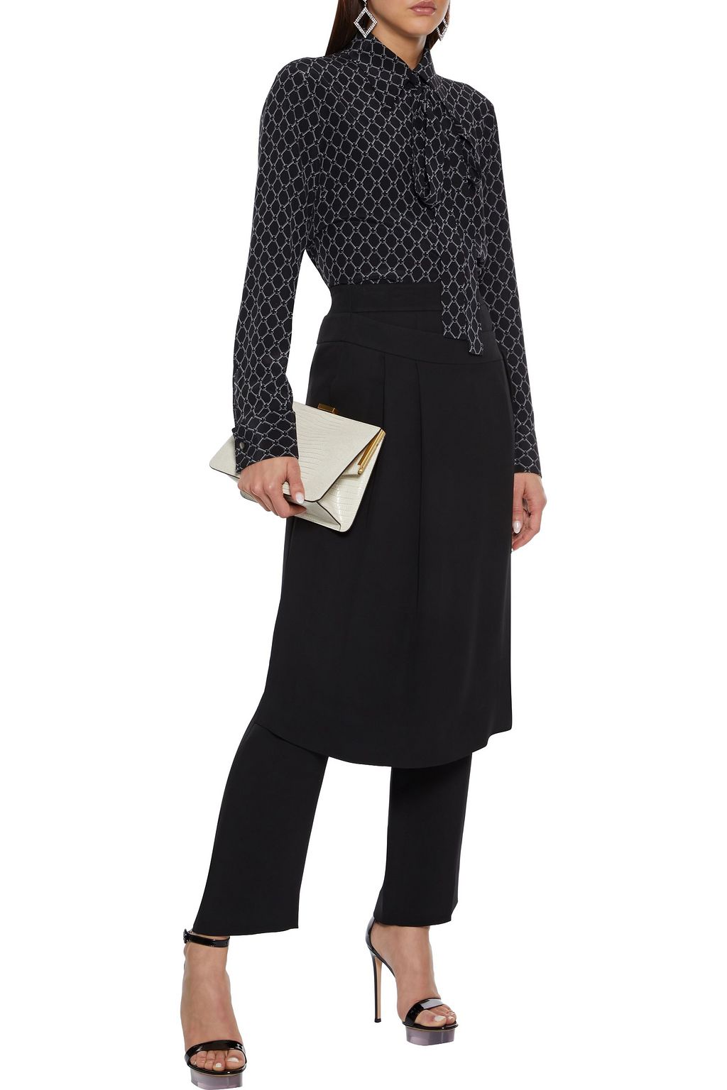 MICHAEL KORS COLLECTION Pussy-bow printed silk crepe de chine blouse