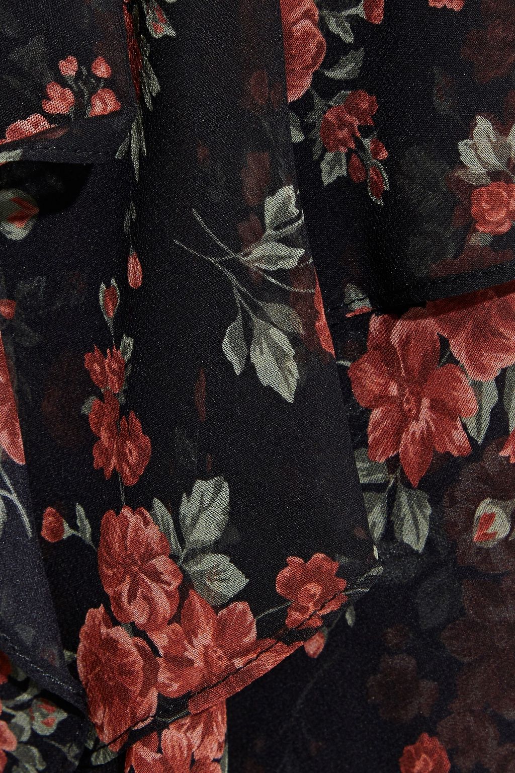 MICHAEL KORS COLLECTION Lace-trimmed ruffled floral-print silk-chiffon midi dress