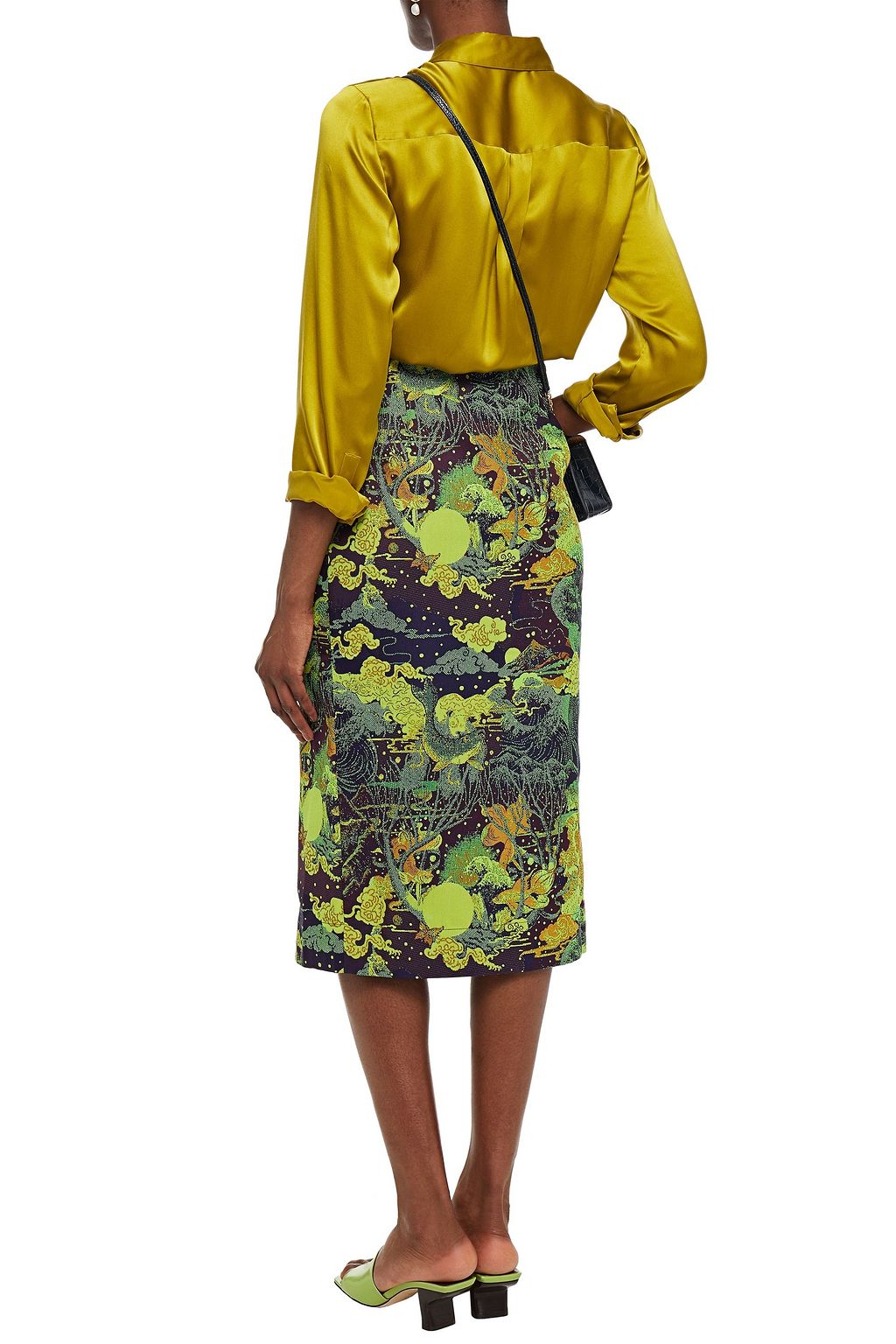 RODEBJER Splur jacquard midi wrap skirt