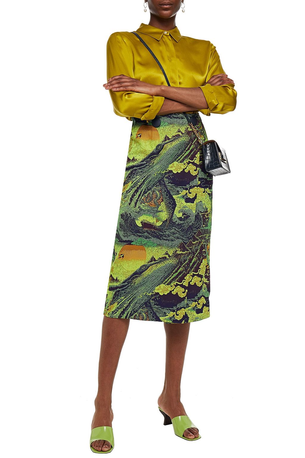 RODEBJER Splur jacquard midi wrap skirt