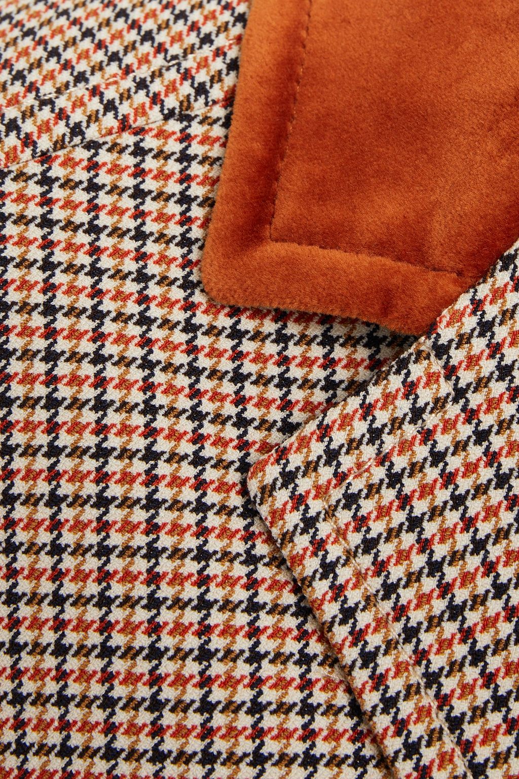 TORY BURCH Velvet-trimmed houndstooth woven blazer