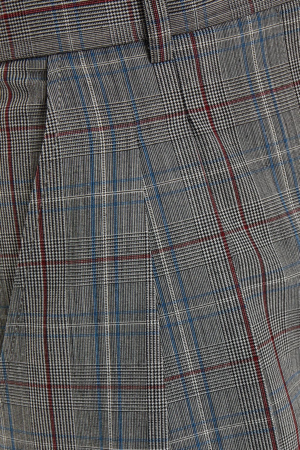 TORY BURCH Pleated checked woven tapered pants