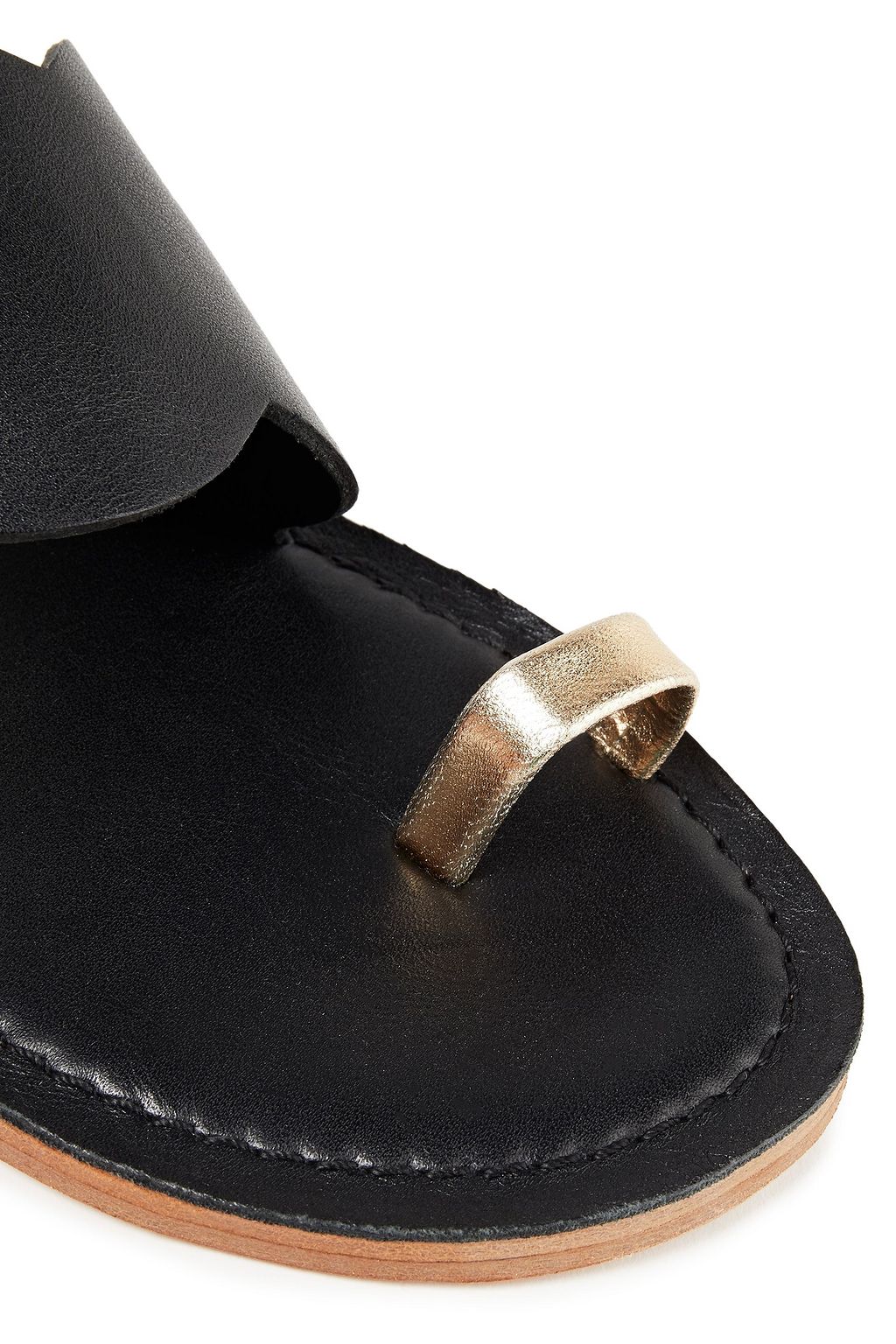 RODEBJER Metallic-trimmed leather slides