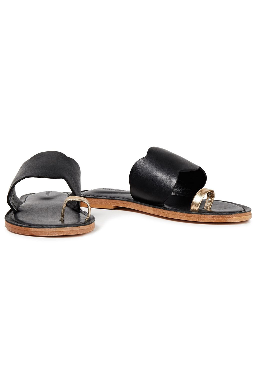 RODEBJER Metallic-trimmed leather slides