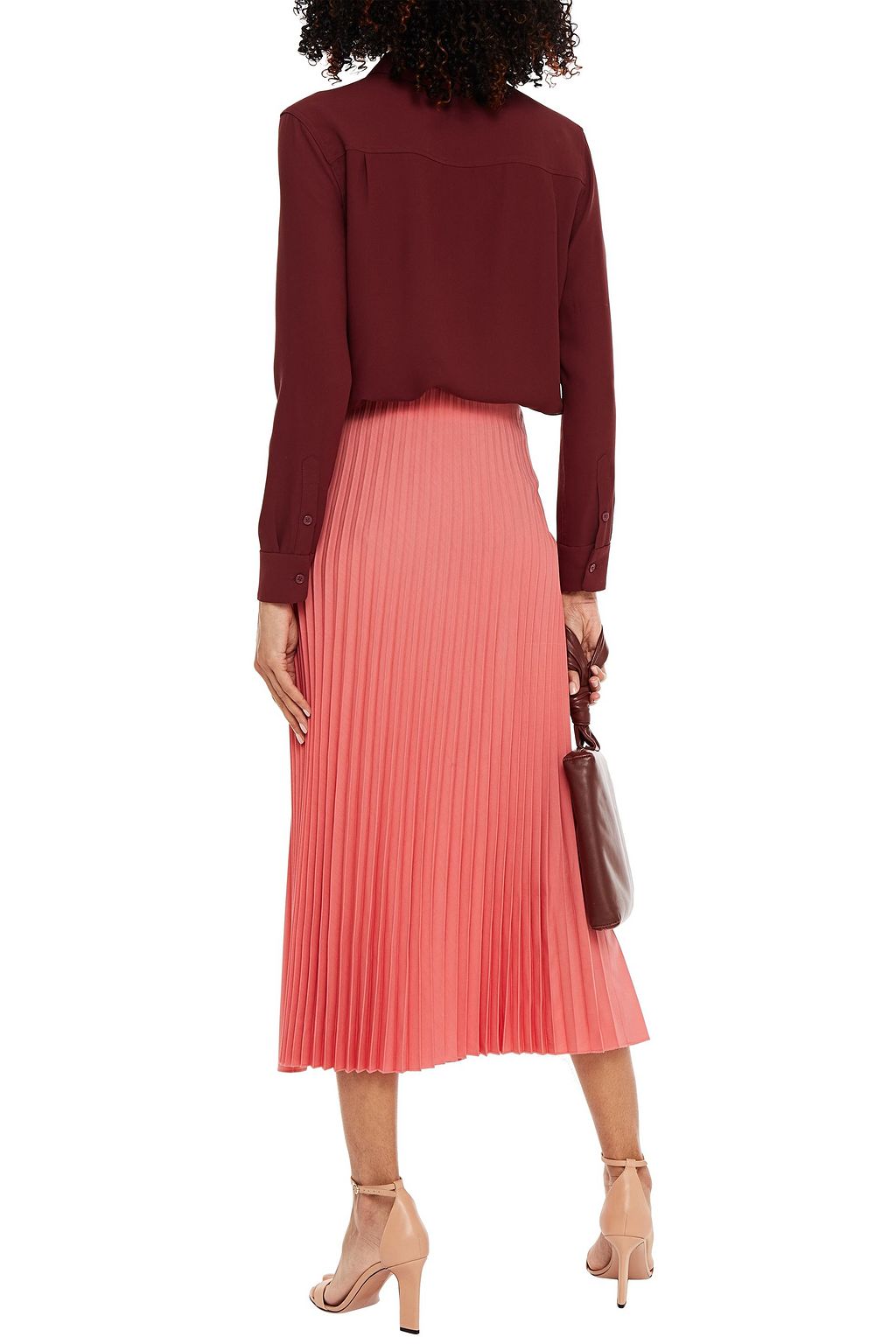 JOSEPH Pleated wool-blend midi skirt