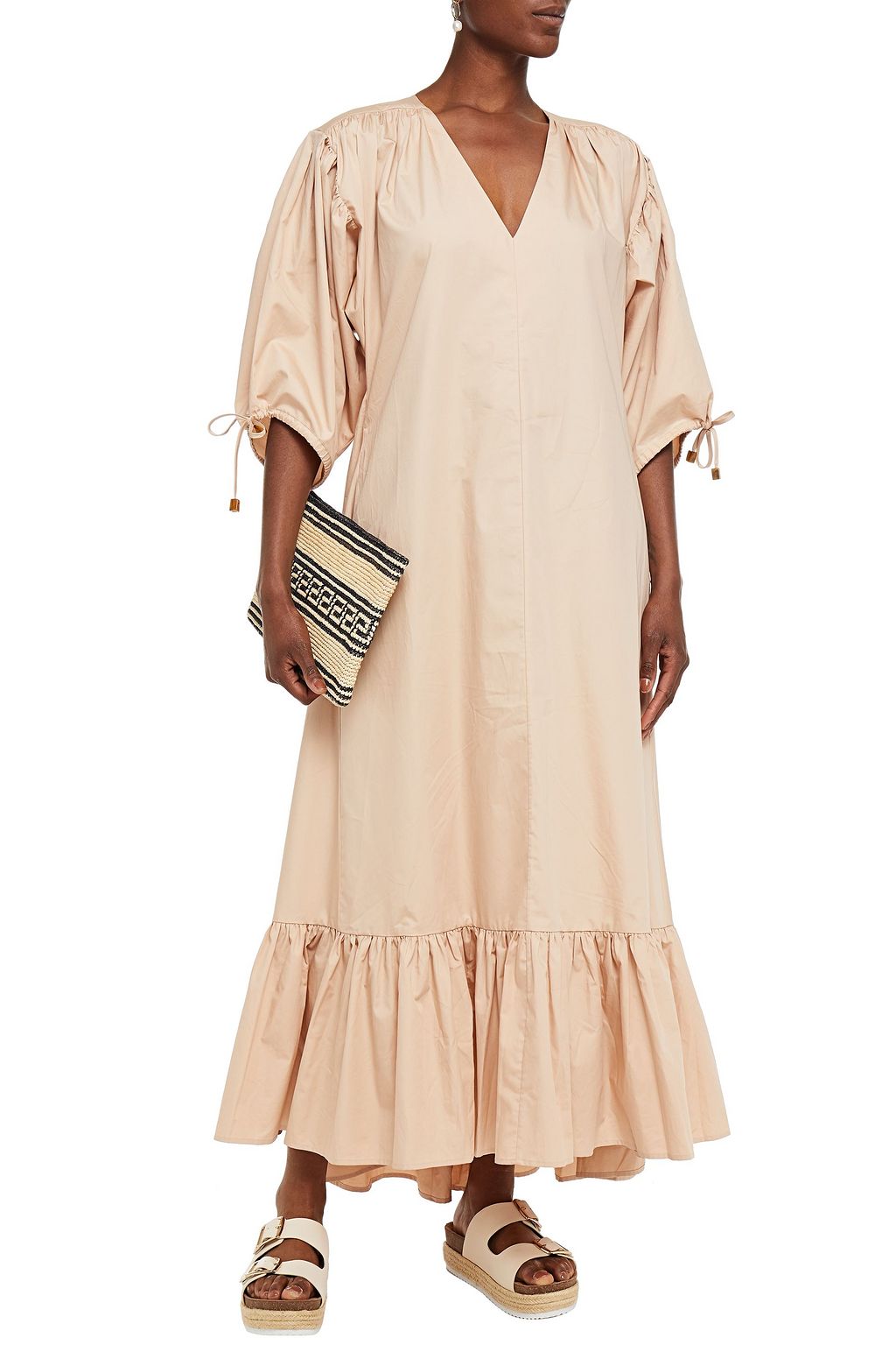 RODEBJER Dakota gathered organic cotton-poplin maxi dress