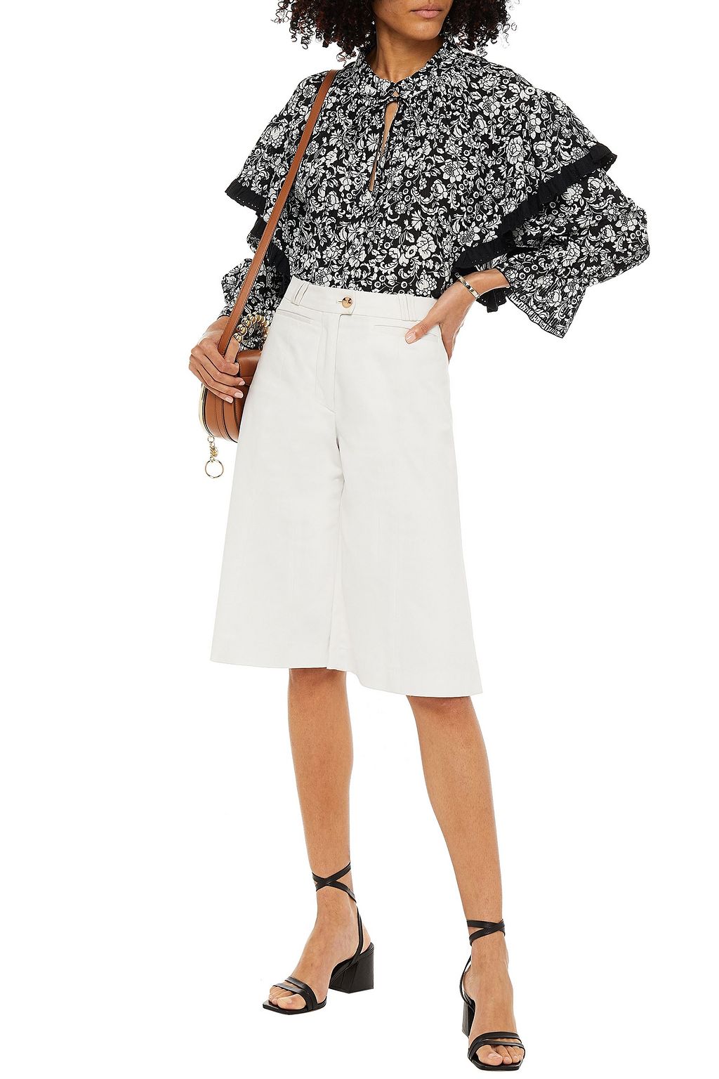 SEE BY CHLOÉ Ruffled floral-print cotton-jacquard blouse