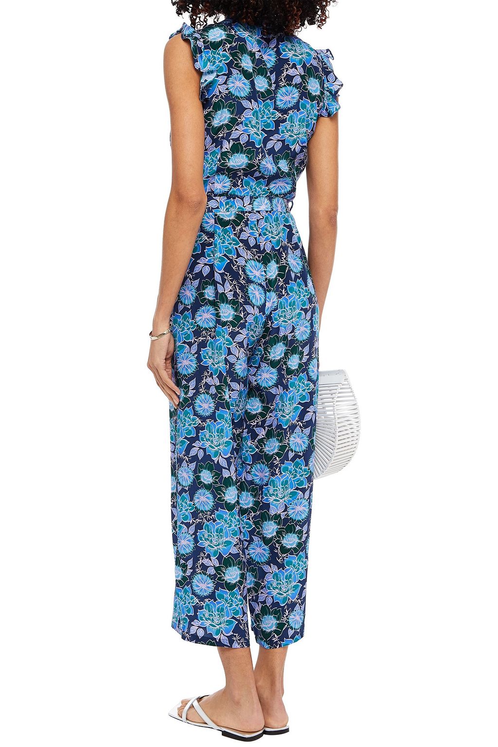 Navy Jagger cropped floral-print silk crepe de chine jumpsuit | Sale up to 70% off | THE OUTNET 