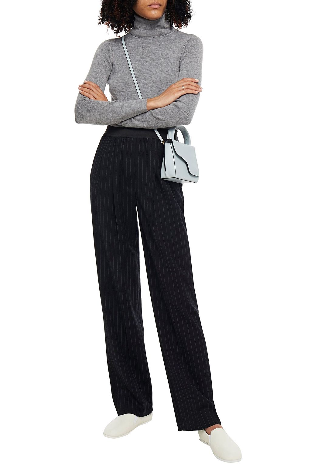 LOULOU STUDIO Moretta pleated pinstriped stretch-wool straight-leg pants